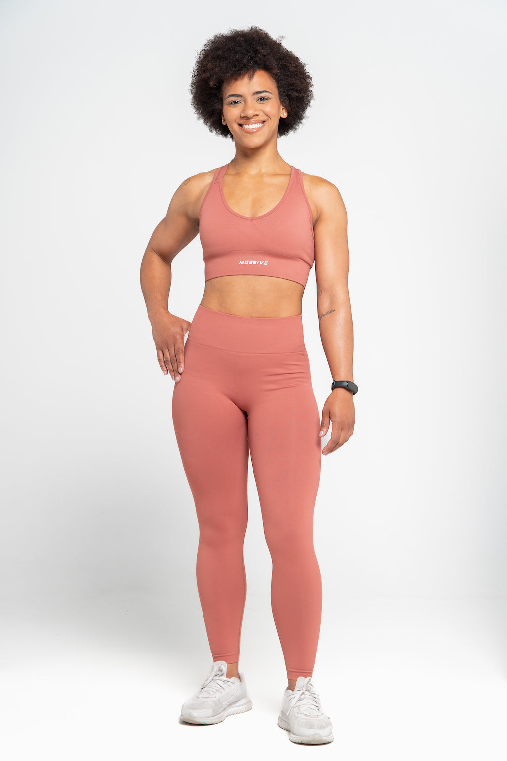 MOSSIVE Women's Seamless Sports Bra and Leggings Set, Terracotta