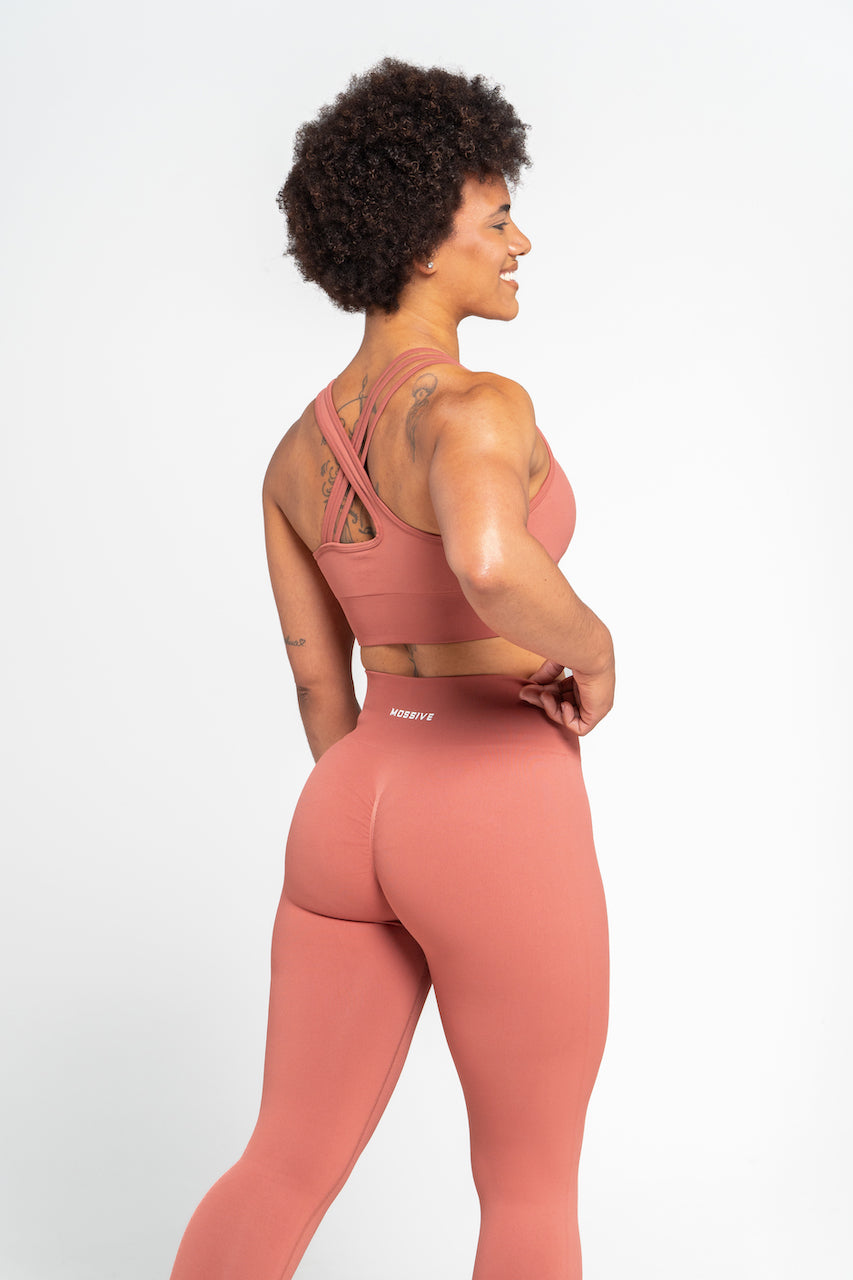 MOSSIVE Women's Seamless Sports Bra and Leggings Set, Terracotta