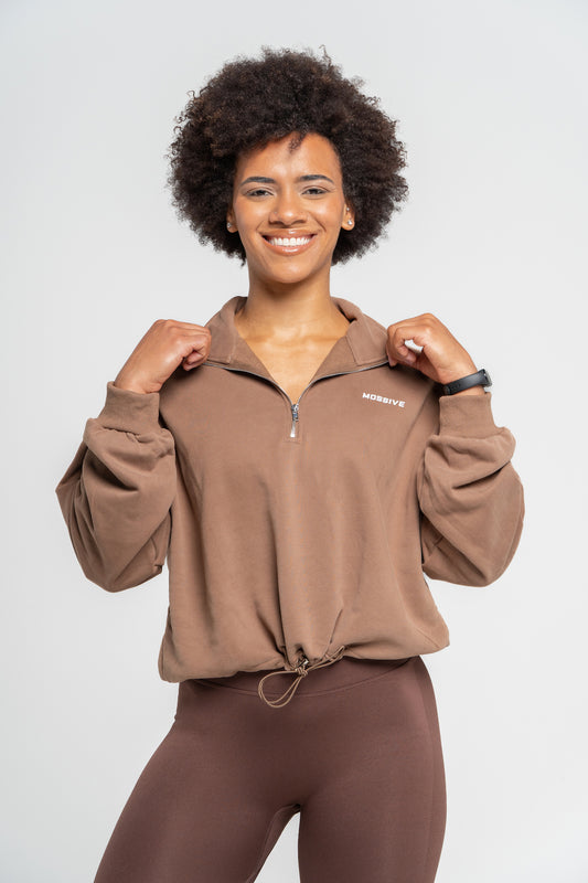 Activewear Quarter-Zip Pullover, Marrom, Women's