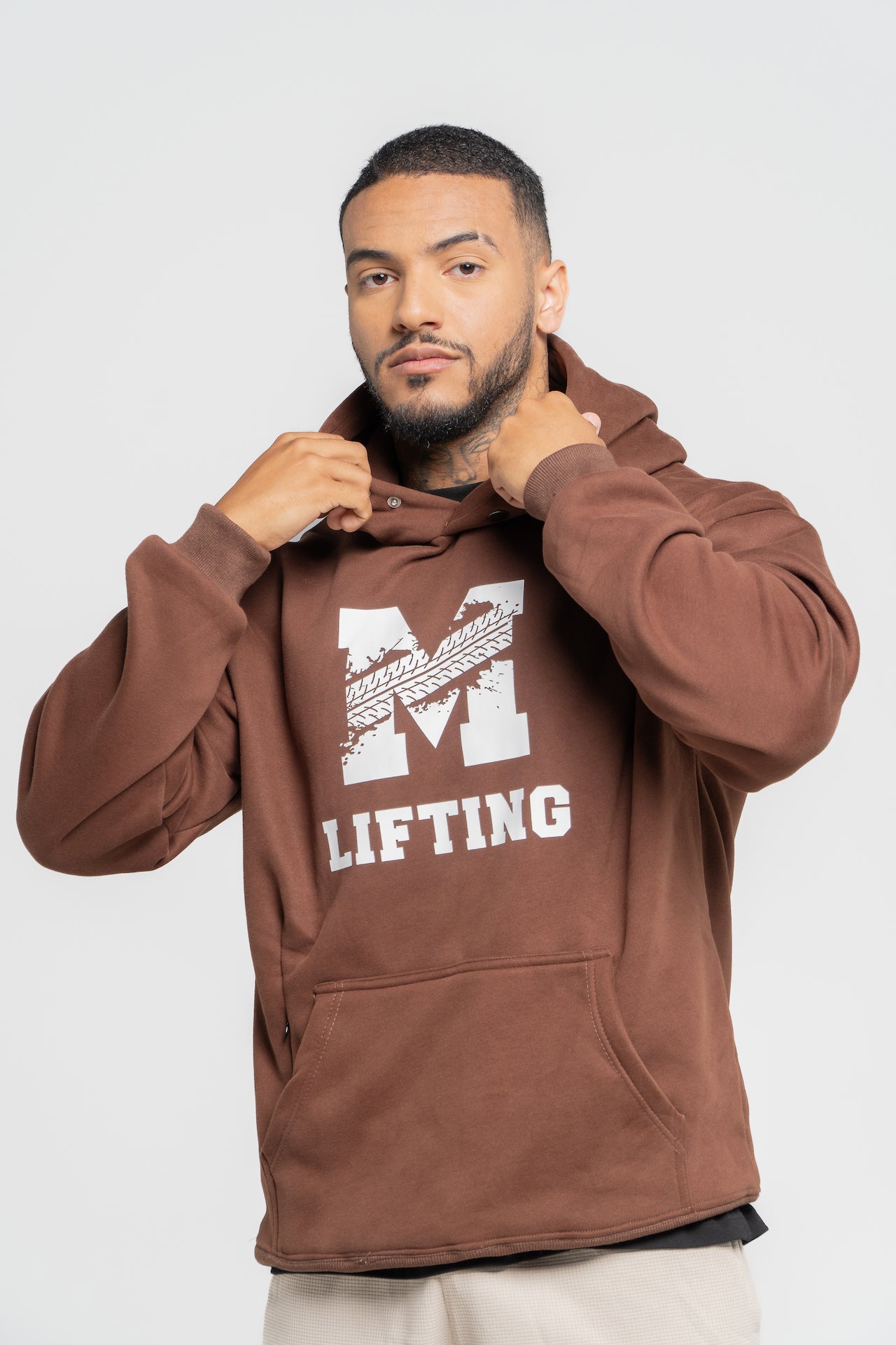 MOSSIVE Lifting Hoodie, Brown, 100% Cotton