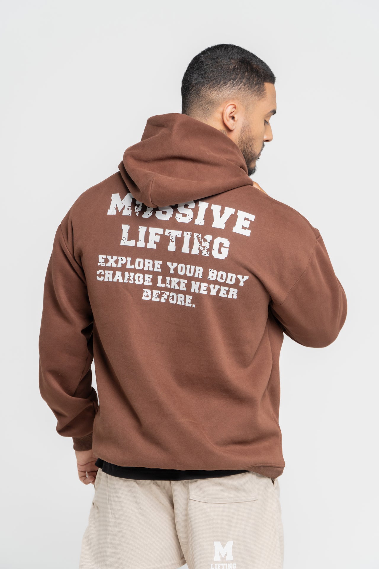 MOSSIVE Lifting Hoodie, Brown, 100% Cotton