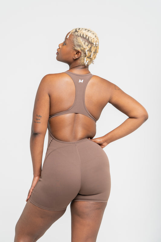 MOSSIVE Racerback Unitard, Brown, One-Piece Activewear